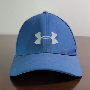 Under Armour Heat Gear Fitted Hat Cap Blue Gray Size Medium Large Elastic
